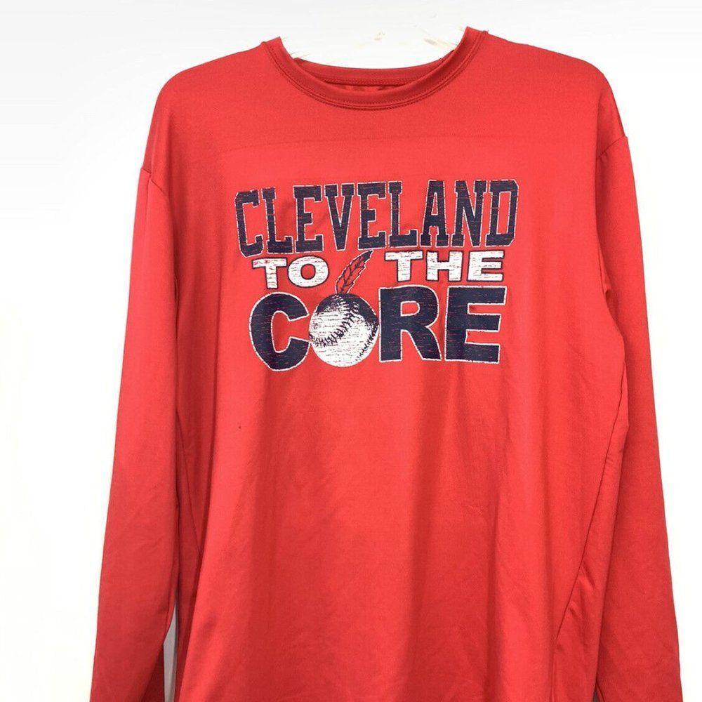 A4 Shirt Mens Medium Red T-Shirt Graphic Tee Cleveland To the Core Baseball L/S
